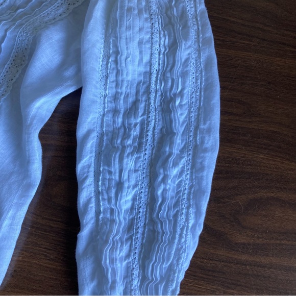 Irish Linen ☘️ Long Sleeve Victorian Style Blouse Size S-M Cream - Picture 8 of 14